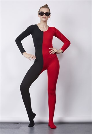 VINTAGE 90'S FESTIVAL RED/BLACK FULL BODY SUIT