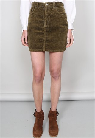 VINTAGE 90'S BLACK TAB LEVI'S KHAKI CORDUROY PENCIL SKIRT