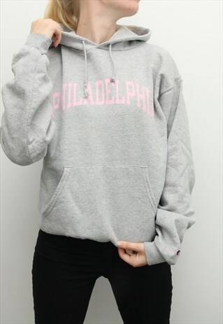 CHAMPION - GREY PHILADELPHIA HOODIE - SMALL