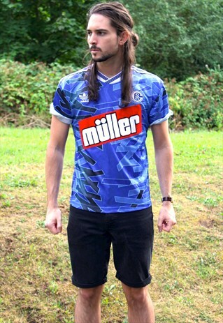 VINTAGE 90S ADIDAS FC SCHALKE SOCCER JERSEY 1993 - SMALL