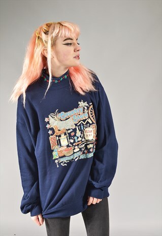 VINTAGE NAVY BLUE COUNTRY SWEATER