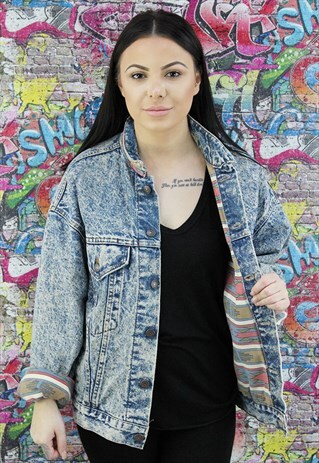 LEVI'S ACID WASH VINTAGE BLANKET LINED DENIM JACKET. UNISEX.