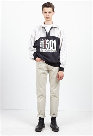 VINTAGE NAVY GREY PULLOVER SWEATSHIRT