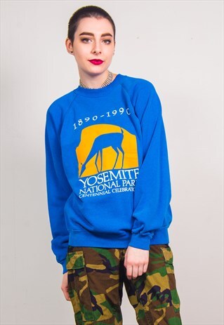 VINTAGE 90'S BLUE YOSEMITE NATIONAL PARK SWEATSHIRT