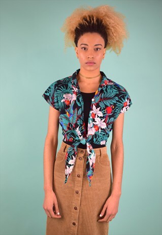 VINTAGE 90'S PATTERNED TIED BLOUSE