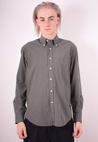 SERGIO TACCHINI MENS VINTAGE SHIRT MEDIUM GREY CHECK 90S