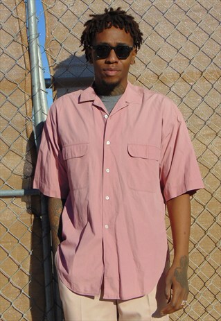 90S MINIMALIST SKATER LUXURY PINK SHORT SLEEVE SHIRT SMALL