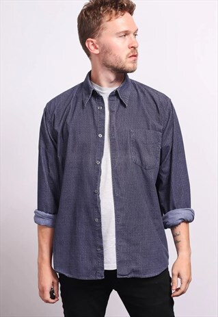 VINTAGE CORDUROY CORD SHIRT BLUE