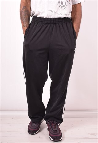 ADIDAS MENS VINTAGE TRACKSUIT TROUSERS MEDIUM BLACK 90S