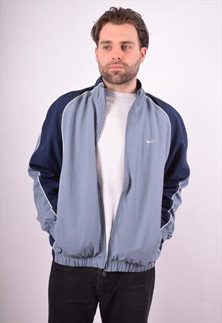 NIKE MENS VINTAGE TRACKSUIT TOP JACKET LARGE BLUE 90S