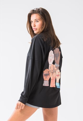 GIRL POWER LONG SLEEVE T-SHIRT BLACK