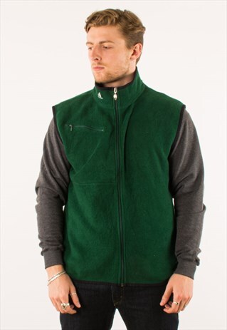 VINTAGE GREEN ADIDAS GILET FLEECE