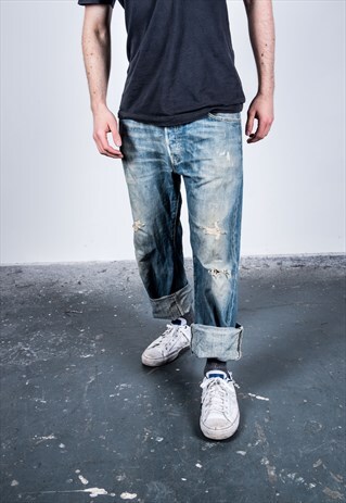 VINTAGE BLUE LEVI'S 501 PAINT JEANS