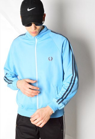 VINTAGE 80S ICE BLUE FRED PERRY TRACK JACKET