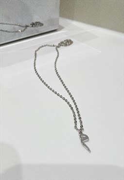 Meem - M Arabic initial Necklace - Silver Finish