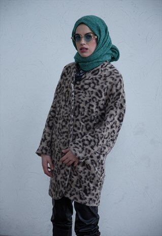 LEOPARD PRINTED WOOL JACKET