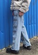 SINGING NOTES PRINT DENIM OVERALLS MUSIC STRAIGHT FIT JEANS