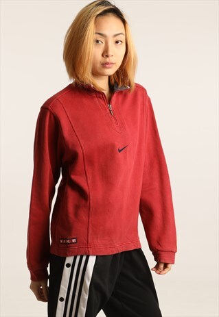 VINTAGE NIKE EMBROIDERED LOGO 1/4 ZIP SWEATSHIRT