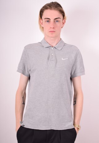 NIKE MENS VINTAGE POLO SHIRT MEDIUM GREY 90S