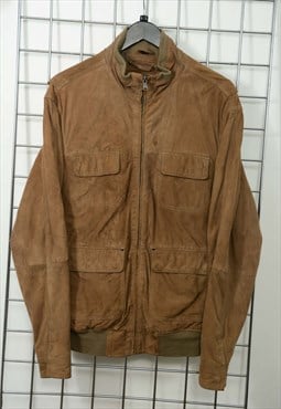 Vintage 90s Suede Jacket Brown Bomber Size L