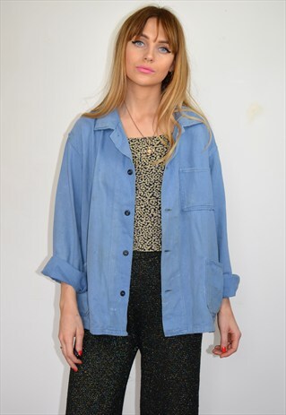 VINTAGE LIGHT BLUE CHORE SHIRT JACKET