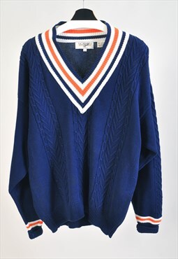 Vintage 90s V neck jumper in blue
