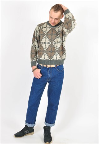 VINTAGE 80'S JUMPER IN ABSTRACT PRINT