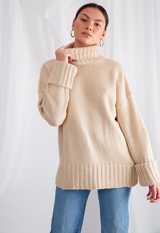 LINA TURTLE NECK JUMPER - BEIGE