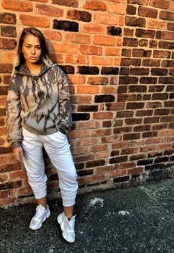 Grey sprayed acid wash unisex hoodie