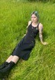 VINTAGE 90S GORGEOUS BLACK BODYCON MAXI BLACK SLIP DRESS