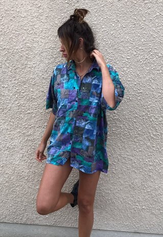 PATTERNED OVERSIZED RETRO VINTAGE UNISEX FESTIVAL SHIRT