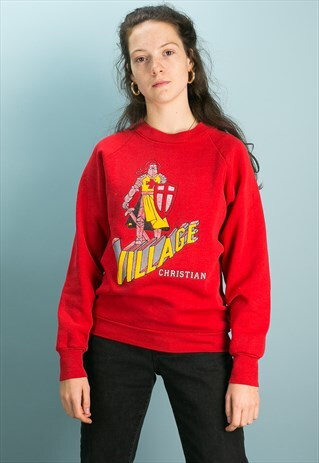 VINTAGE AMERICAN PRINT SWEATSHIRT RED