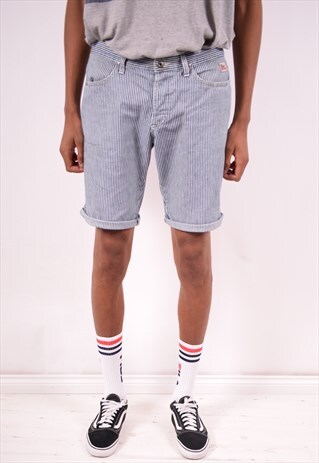 ROGERS MENS VINTAGE SHORTS W33 BLUE STRIPES 90S