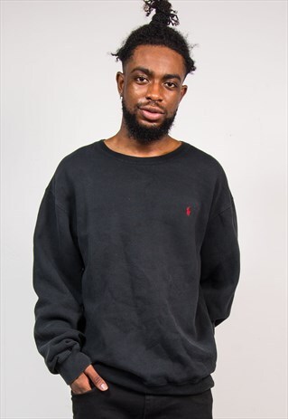 VINTAGE 90'S POLO RALPH LAUREN BLACK SWEATSHIRT