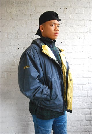 NAVY BLUE BOMBER JACKET WITH CONTRAST LINING (1990'S)
