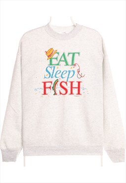 Fruit of the Loom 90's Eat Sleep & Fish Crewneck Sweatshirt 