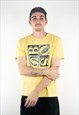 MODERN HUGO BOSS GRAPHIC PRINTED SPELLOUT YELLOW T-SHIRT