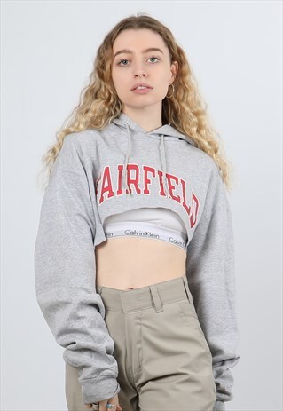 VINTAGE CHAMPION MEDIUM GREY PRINTED HOODIE