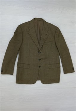 90s Vintage Burberry Wool Blazer Jacket Green