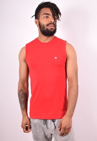 CHAMPION MENS VINTAGE VEST TOP MEDIUM RED 90S