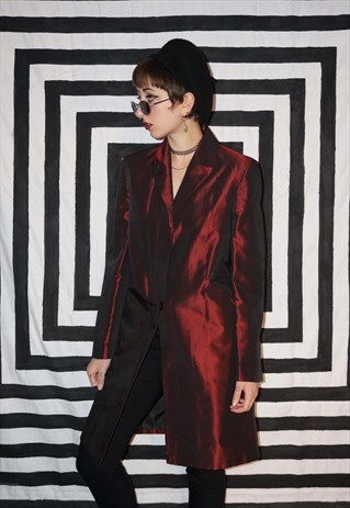 VINTAGE 90'S/Y2K BURGUNDY SATIN JACKET