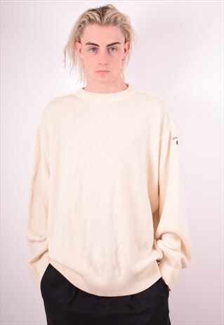 PAUL & SHARK MENS VINTAGE JUMPER SWEATER XL BEIGE 90S
