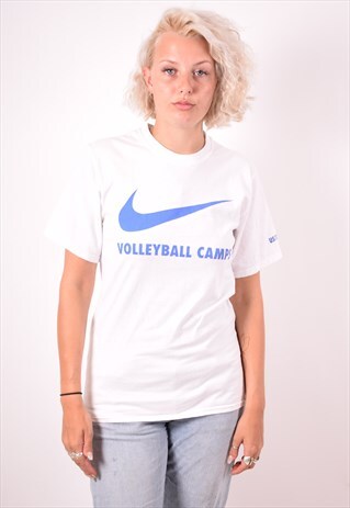 NIKE WOMENS VINTAGE T-SHIRT TOP SMALL WHITE 90S