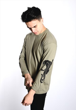 ANCHOR AND ROSE PANTHER KHAKI GRAPHIC T-SHIRT