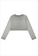 LONG SLEEVE CROP TOP OIL WASH GRUNGE TOP IN GREY