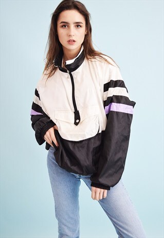 VINTAGE 80'S RETRO ATHLEISURE BOMBER SHELL JACKET