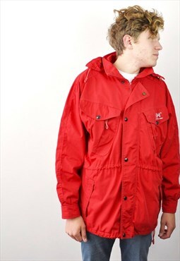 Vintage Men's M Jacket Coat Raincoat Jacket Parka Red Hiking