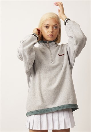 90'S THREE QUARTER NIKE ZIP UP MARL GREY SWEATER