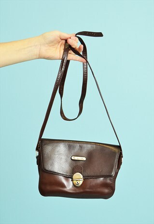 80'S RETRO BROWN LEATHER SATCHEL PETITE BAG