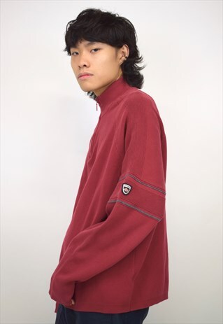 VINTAGE 90S EDDIE BAUER RED 3/4 ZIP JUMPER